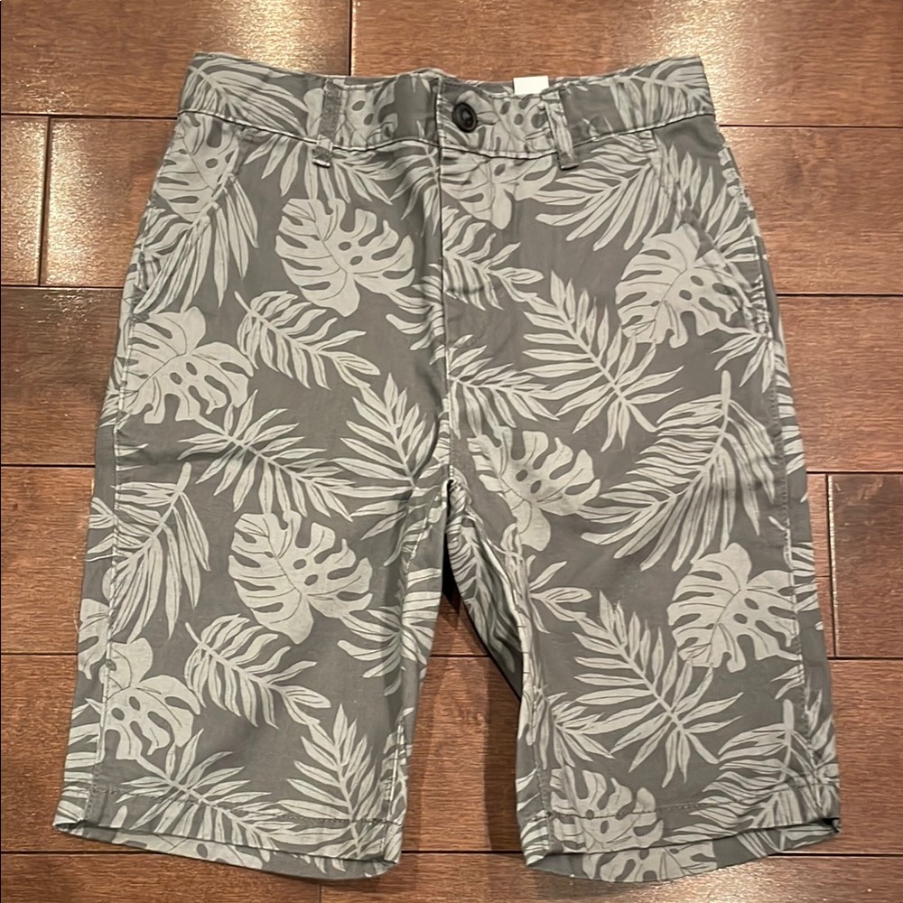 Gray Leaf Print Kids Shorts NEW